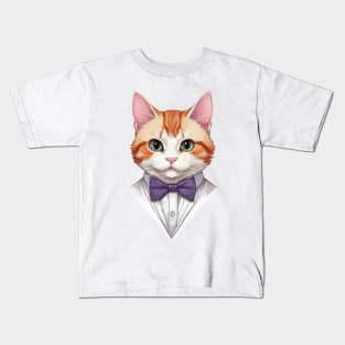 Fancy Cat with Bowtie no.18 Kids T-Shirt